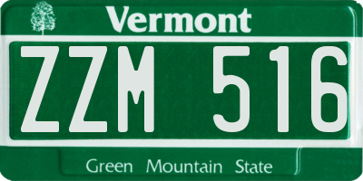 VT license plate ZZM516