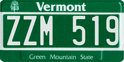 VT license plate ZZM519