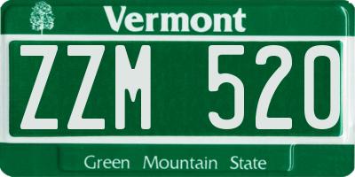 VT license plate ZZM520