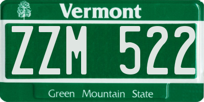 VT license plate ZZM522