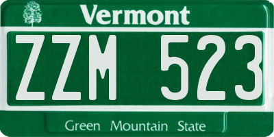 VT license plate ZZM523