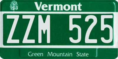 VT license plate ZZM525