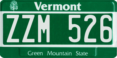 VT license plate ZZM526