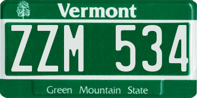 VT license plate ZZM534