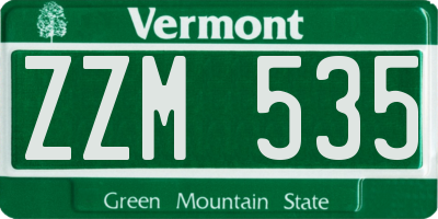 VT license plate ZZM535