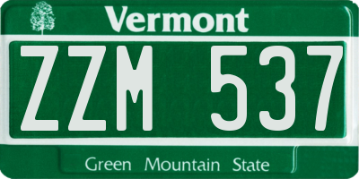 VT license plate ZZM537