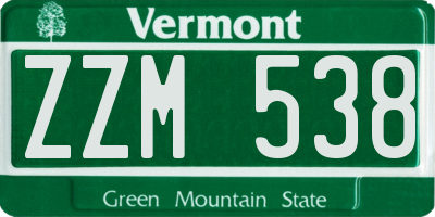 VT license plate ZZM538