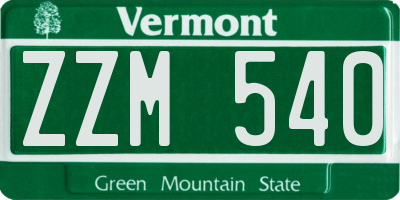 VT license plate ZZM540