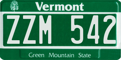 VT license plate ZZM542