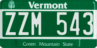 VT license plate ZZM543