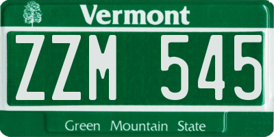 VT license plate ZZM545