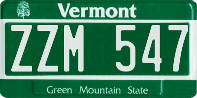 VT license plate ZZM547