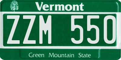 VT license plate ZZM550