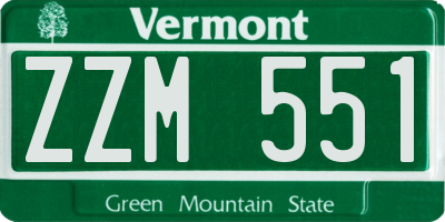 VT license plate ZZM551