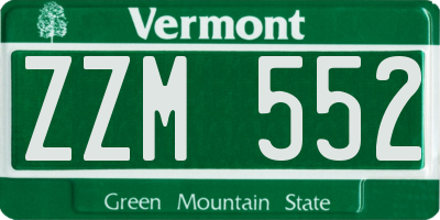 VT license plate ZZM552