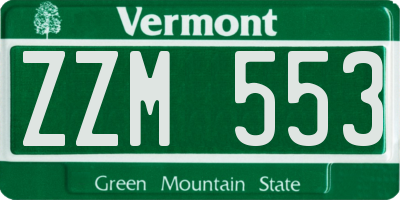 VT license plate ZZM553