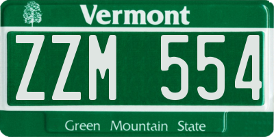 VT license plate ZZM554