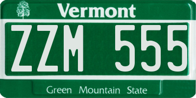 VT license plate ZZM555