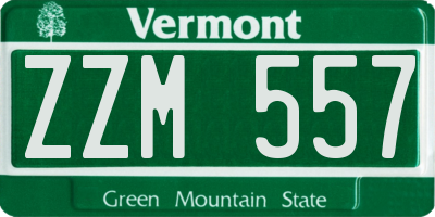 VT license plate ZZM557