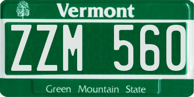 VT license plate ZZM560