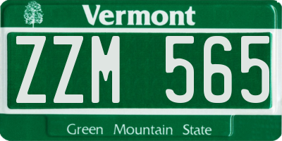 VT license plate ZZM565