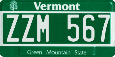 VT license plate ZZM567