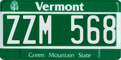 VT license plate ZZM568