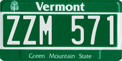 VT license plate ZZM571