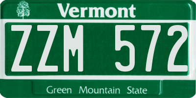VT license plate ZZM572