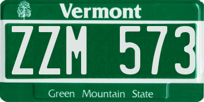 VT license plate ZZM573