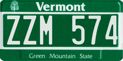 VT license plate ZZM574