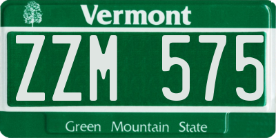 VT license plate ZZM575