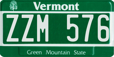 VT license plate ZZM576
