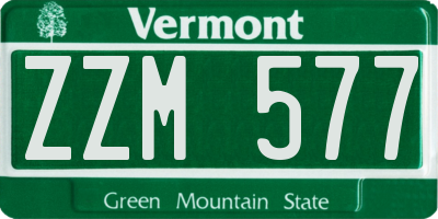 VT license plate ZZM577