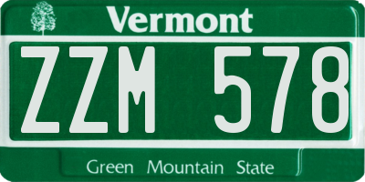 VT license plate ZZM578