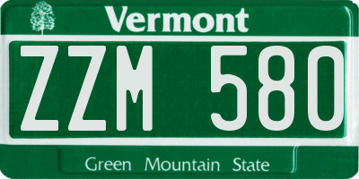 VT license plate ZZM580