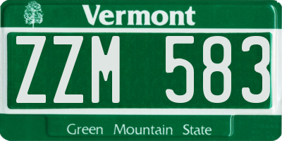 VT license plate ZZM583