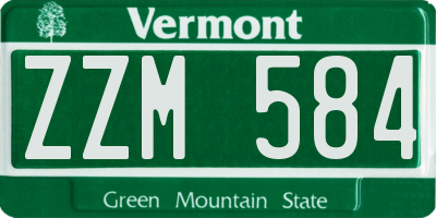 VT license plate ZZM584