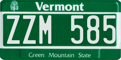VT license plate ZZM585