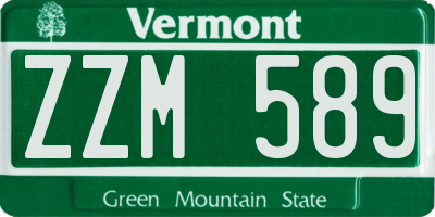 VT license plate ZZM589