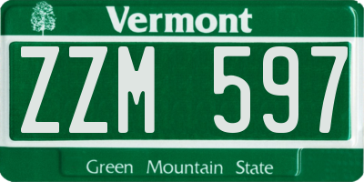 VT license plate ZZM597