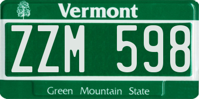 VT license plate ZZM598