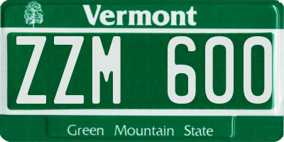 VT license plate ZZM600