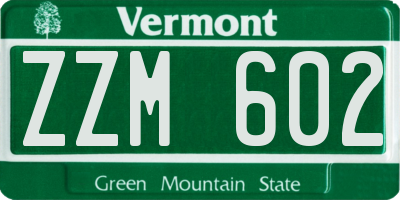 VT license plate ZZM602
