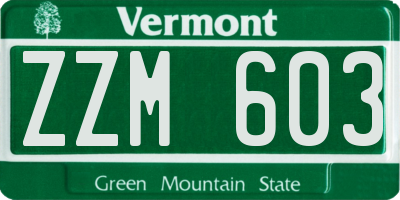 VT license plate ZZM603