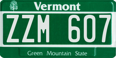 VT license plate ZZM607