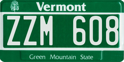 VT license plate ZZM608