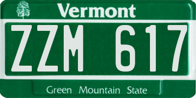 VT license plate ZZM617