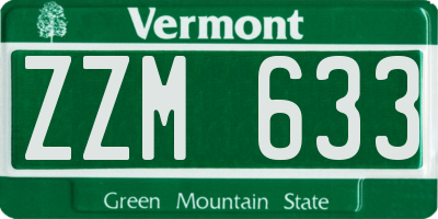 VT license plate ZZM633