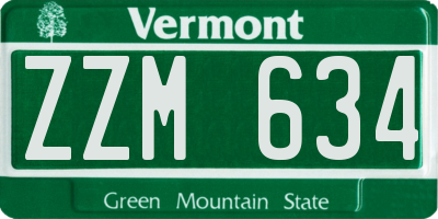 VT license plate ZZM634